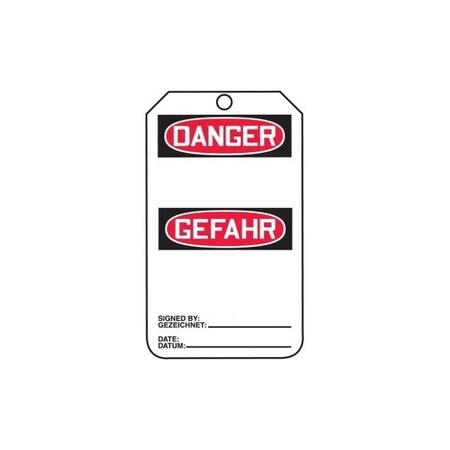 Accuform Danger, PF-Cardstock, 3-7/8 in Width, 1/4 in Height, , 25 PK TMG143PTP